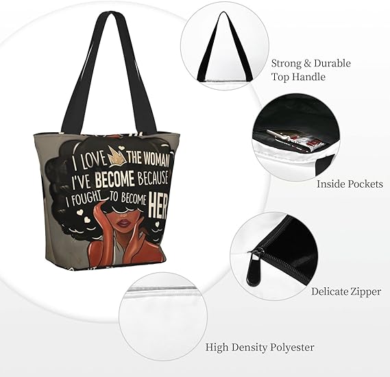 African American Tote Bag for Women, African Handbags, Black Women Bags Art Shoulder Handbag