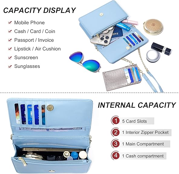 Small Crossbody Bag for Women Cell Phone Wallet Purse Clutch Handbags with Credit Card Slots
