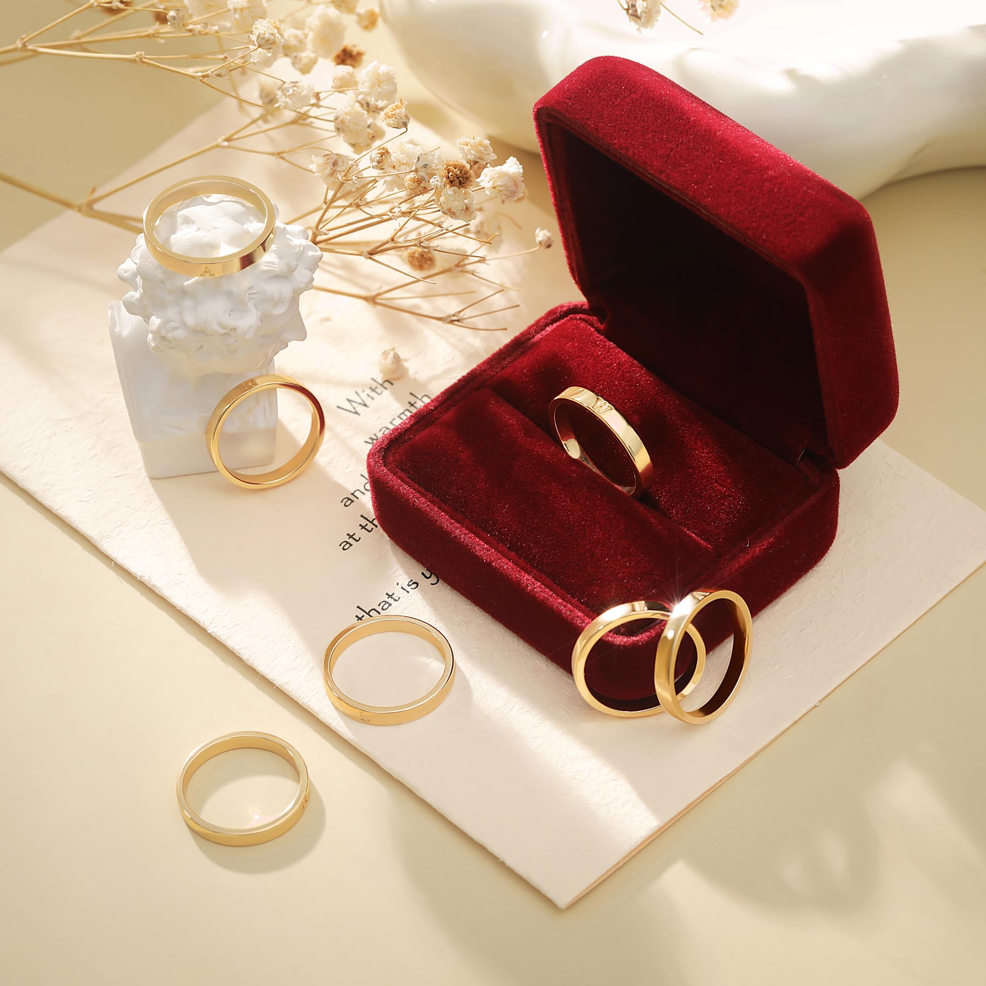 14K Gold Filled Rings for Women Non Tarnish Dainty Gold Initial Ring Stackable Gold Rings for Women Alphabet Letter Ring Wedding Bands Thin Thumb Pinky Stacking Rings Jewelry Gifts for Women