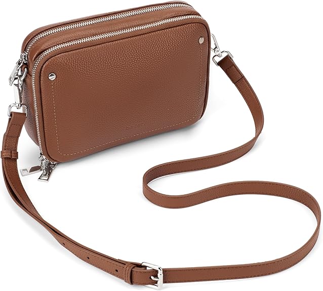 Genuine Leather Crossbody Bags for Women, Purses with Built in RFID Wallet Woman Camera Shoulder Bag Handbags