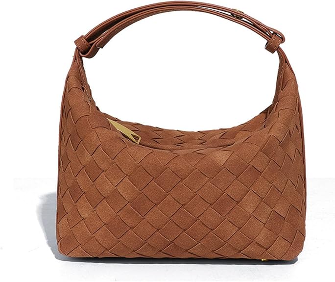 Luxurious Suede Hobo Bag - Women's Woven Leather Shoulder Bag with Spacious Interior