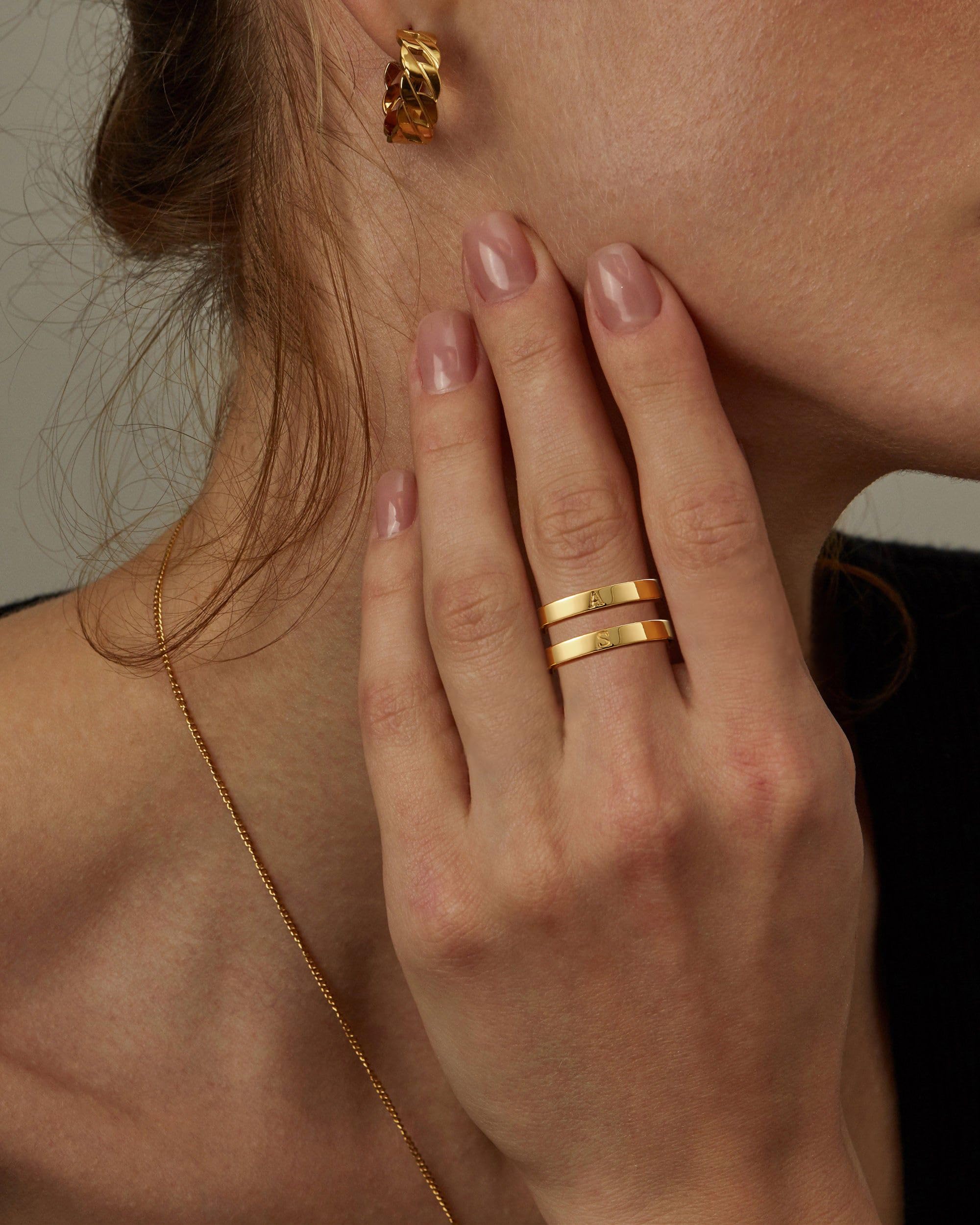 14K Gold Filled Rings for Women Non Tarnish Dainty Gold Initial Ring Stackable Gold Rings for Women Alphabet Letter Ring Wedding Bands Thin Thumb Pinky Stacking Rings Jewelry Gifts for Women