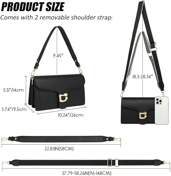 Travistar Crossbody Bags for Women Trendy - Small Cross Body Purse Shoulder Bag Leather Handbags Evening Clutch with 2 Straps