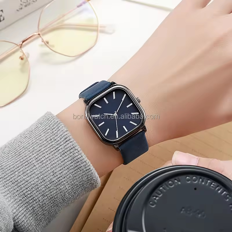 New Arrival Fashion Design Nice Quality Hot Selling Leather square Unique Wholesale Watches for Men and Women